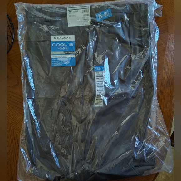 NWT Haggar Big & Tall Cool 18 Pro brown heather pleat front pants - Picture 5 of 8